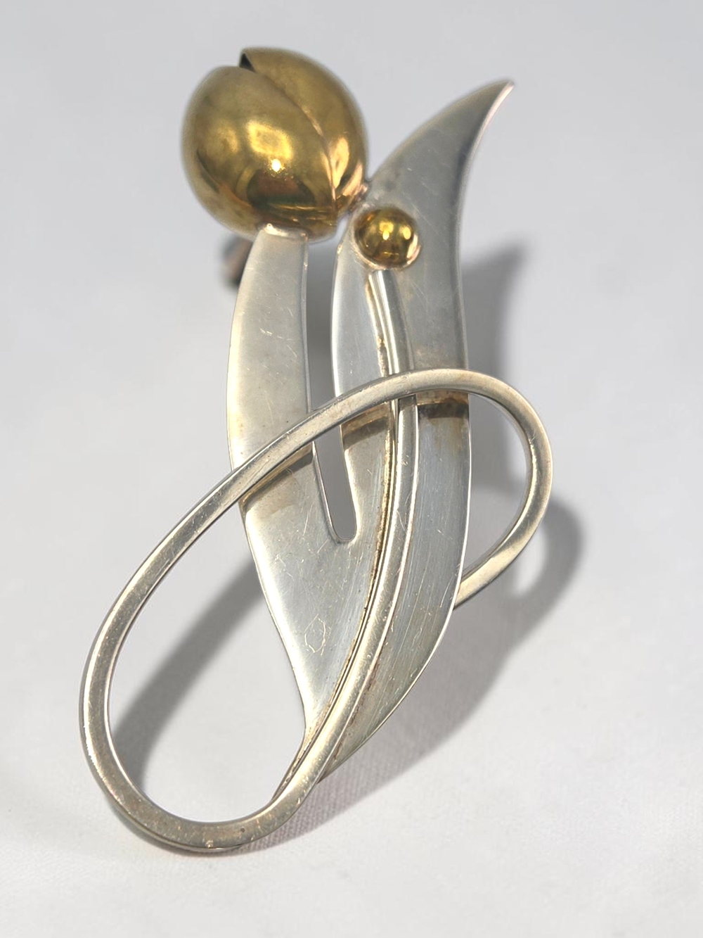 Vintage Taxco Mexico Sterling Silver Modernist Brooch TC-126 Abstract MCM 21g - Picture 7 of 11
